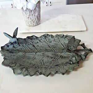 NEW! LARGE VERDI GRIS Metal HUMMINGBIRD BIRD BATH